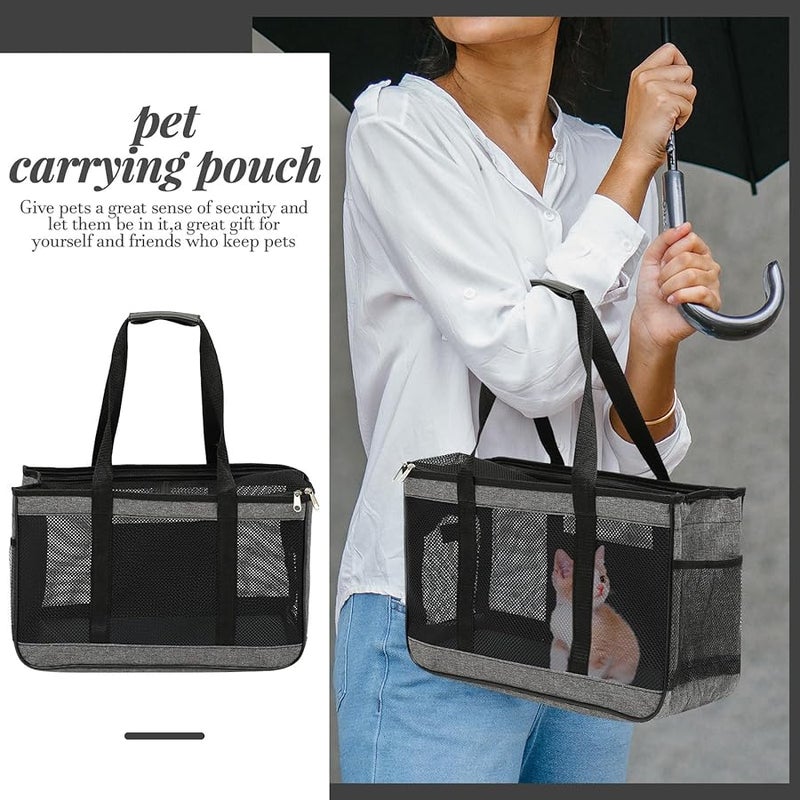 Large Soft Sided Outdoor Cat Carrier Breathable Handheld Pet Travel Bag For Warm Weather - Image 5